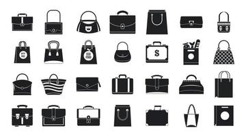 handväska ikonuppsättning, enkel stil vektor