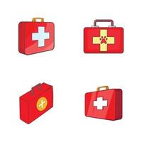 Erste-Hilfe-Kit-Icon-Set, Cartoon-Stil vektor