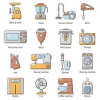 Haushaltsgeräte Symbole gesetzt, Cartoon-Stil vektor