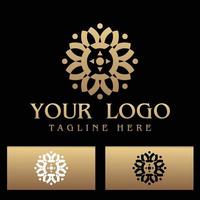 goldenes Blumen-Logo-Design vektor
