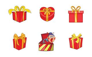 Geschenkbox-Icon-Set, Cartoon-Stil vektor