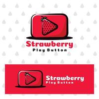 logotyp strawberry play-knapp vektor