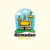 niedlicher ramadan kareem mit moscheenkunstillustration vektor