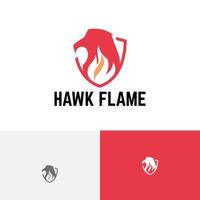 hawk flame eagle fågel brand sköld djurskydd logotyp vektor