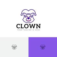 Spaß glücklicher Clown Waschbär Show Tierzoo Linie Logo vektor