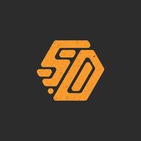 abstrakt initial bokstav sd-logotyp i orange färg isolerad i svart bakgrund ansökt om online-logotyp för fastighetsmarknadsplats, även lämplig för varumärken eller företag som har initialt namn ds vektor