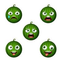 Emoticon der süßen Wassermelone. isolierter Vektorsatz vektor