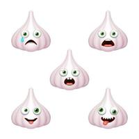 Emoticon von süßem Knoblauch. isolierter Vektorsatz vektor