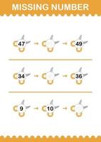 saknat nummer med sax. arbetsblad för barn vektor