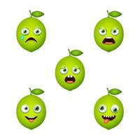 Emoticon von süßer Limette. isolierter Vektorsatz vektor