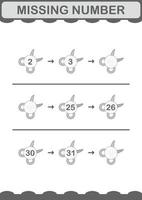 fehlende Nummer mit Schere. Arbeitsblatt für Kinder vektor