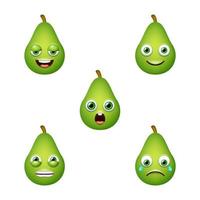 Emoticon von süßer Avocado. isolierter Vektorsatz vektor