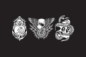 logotyp set design av groda, örn och huvud skalle och orm vektor design