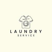 Wäschehemd mit Logo-Icon-Vorlagendesign im Linienstil. Waschmaschine, Seife, Wasser, Vektorillustration vektor