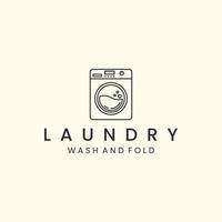 Wäscherei mit Logo-Icon-Template-Design im linearen Stil. Waschmaschine, Seife, Wasser, Vektorillustration vektor