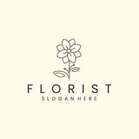 florist med linjär stil logotyp ikon vektorillustration. natur, blommig, malldesign vektor