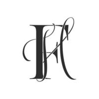 fh, hf, Monogrammlogo. Kalligraphisches Signatursymbol. Hochzeitslogo Monogramm. modernes Monogrammsymbol. Paarlogo für die Hochzeit vektor