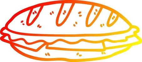 warme Gradientenlinie Zeichnung Käsesandwich vektor