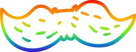Regenbogen-Gradientenlinie, die den Schnurrbart des Cartoon-Mannes zeichnet vektor