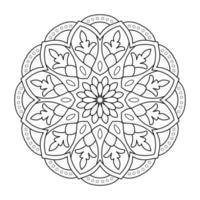 florales Mandala-Design mit schwarz-weißer Linienkunst im Ethno-Stil vektor