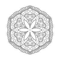 florales Mandala-Design mit schwarz-weißer Linienkunst im Ethno-Stil vektor