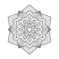 florales Mandala-Design mit schwarz-weißer Linienkunst im Ethno-Stil vektor