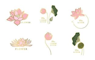 gold lotusblume outline.vector illustration für symbol, aufkleber, bedruckbar und tätowierung vektor