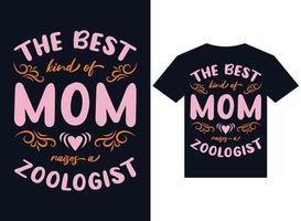 die beste art von mutter hebt zoologie t-shirt design typografie vektor