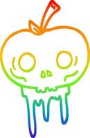 Regenbogen-Gradientenlinie, die Cartoon-Halloween-Apfel zeichnet vektor