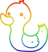 Regenbogen-Gradientenlinie Zeichnung Cartoon-Ente vektor