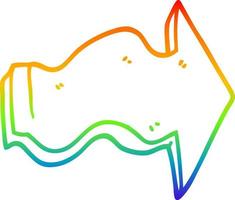 Regenbogen-Gradientenlinie Zeichnung Cartoon zeigt Pfeil vektor