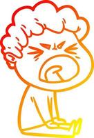 warme Gradientenlinie Zeichnung Cartoon wütender Mann vektor