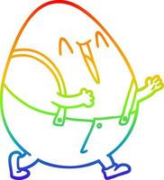 regenbogengradientenlinie, die humpty dumpty cartoon egg man zeichnet vektor