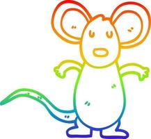 Regenbogen-Gradientenlinie Zeichnung Cartoon-Maus-Ratte vektor