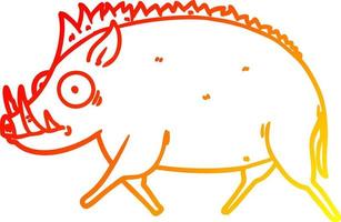 warme Gradientenlinie Zeichnung Cartoon Wildschwein vektor
