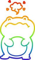 Regenbogen-Gradientenlinie, die lustigen Cartoon-Frosch zeichnet vektor