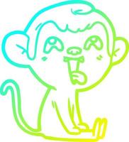 Kalte Gradientenlinie, die einen verrückten Cartoon-Affen zeichnet vektor