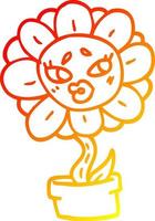 warme Gradientenlinie Zeichnung Cartoon Blumentopf vektor