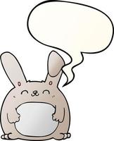 Cartoon-Kaninchen und Sprechblase in glattem Farbverlauf vektor