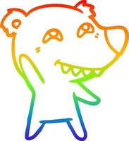 Regenbogengradientenlinie Zeichnung Cartoon Eisbär winkt vektor
