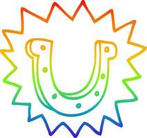 regnbågsgradient linjeteckning tecknad galen lycklig hästsko symbol vektor