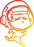 Warme Gradientenlinie Zeichnung Cartoon gestresster Astronaut vektor