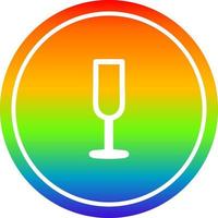 Champagnerflöte kreisförmig im Regenbogenspektrum vektor