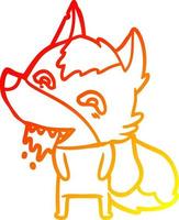 warme Gradientenlinie Zeichnung Cartoon hungriger Wolf vektor
