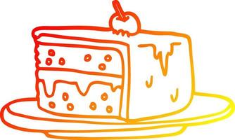 warme Gradientenlinie Zeichnung Cartoon Stück Kuchen vektor