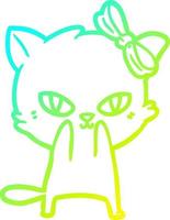 Kalte Gradientenlinie zeichnet niedliche Cartoon-Katze vektor