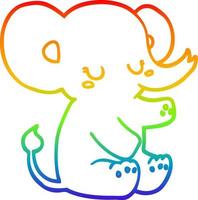 Regenbogen-Gradientenlinie Zeichnung Cartoon-Elefant vektor