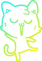 Kalte Gradientenlinie Zeichnung Cartoon-Katze singt vektor