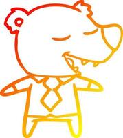 varm lutning linjeteckning tecknad björn bär skjorta och slips vektor