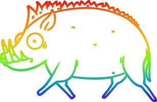 Regenbogen-Gradientenlinie Zeichnung Cartoon Wildschwein vektor